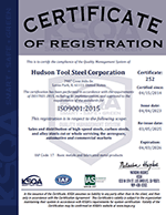 ISO Certification, Tool Steel, Hudson Tool Steel